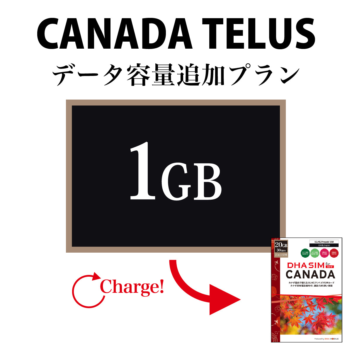 【データ容量追加 / 日数延長プラン】カナダ TELUS用