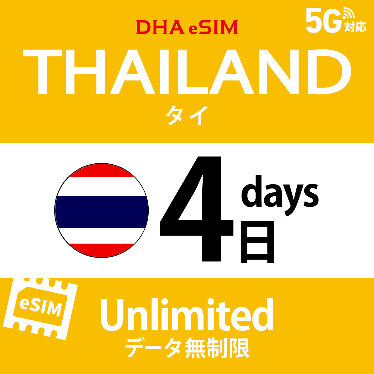 [DHA eSIM] 泰國 | 吃到飽 | 1/2/3/4/5/6/7/8/9/10天 | 預付 eSIM