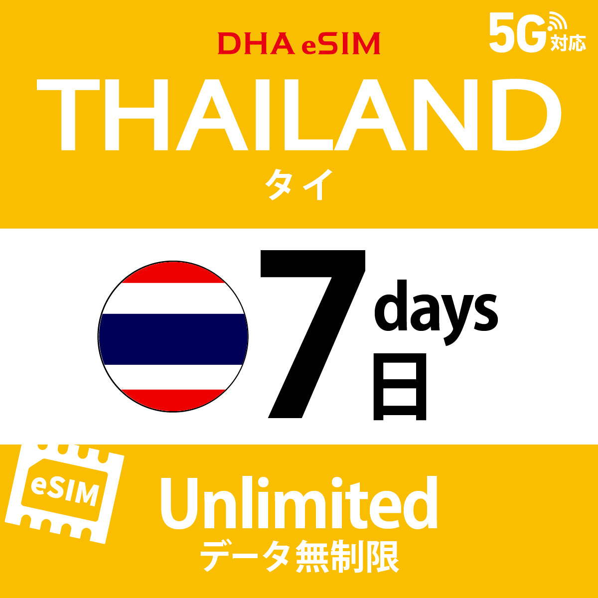 [DHA eSIM] 泰國 | 吃到飽 | 1/2/3/4/5/6/7/8/9/10天 | 預付 eSIM
