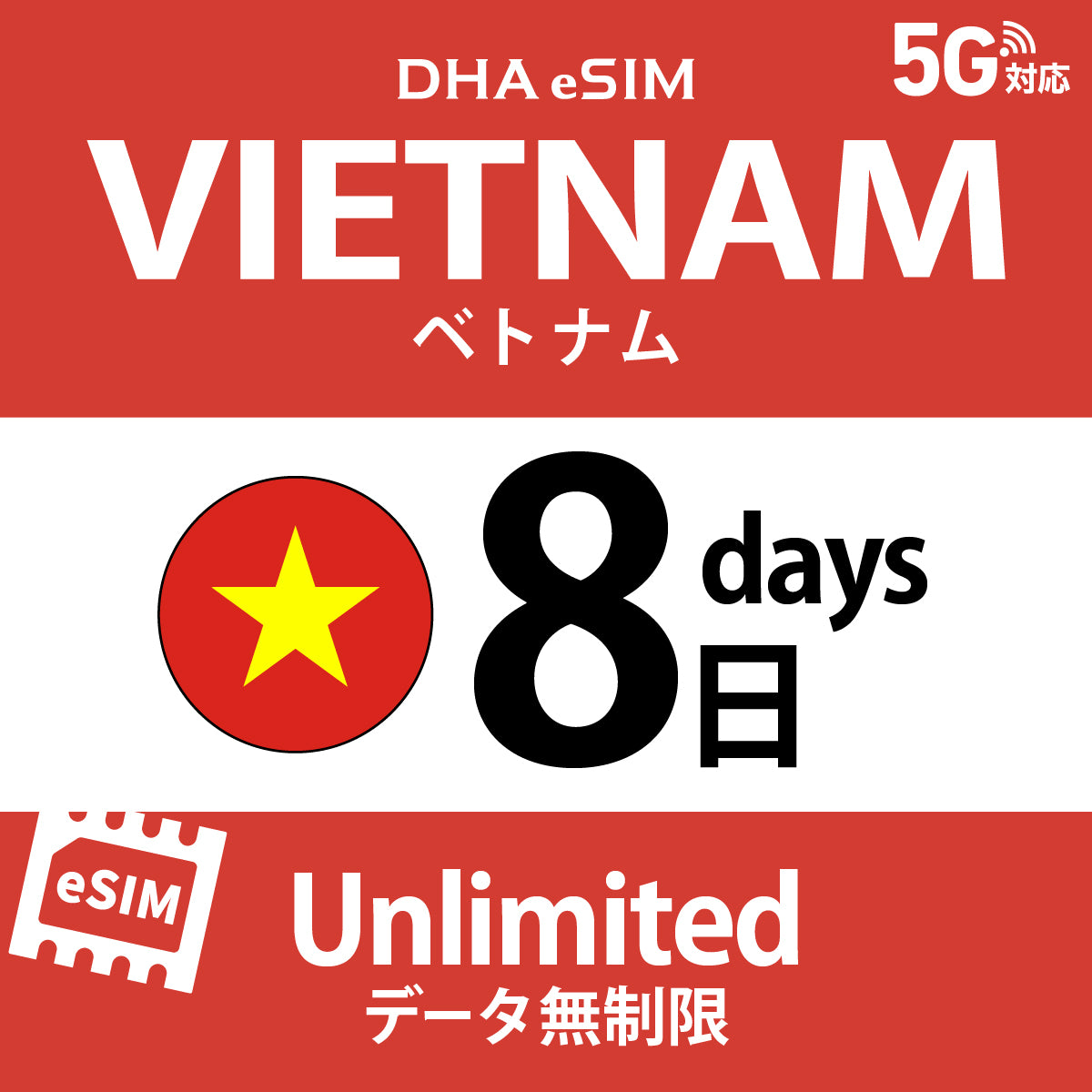 [DHA eSIM] Vietnam | Unlimited | 1-10 Days | Prepaid eSIM
